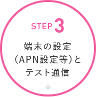 ステップ3：端末の設定(APN設定等)とテスト通信